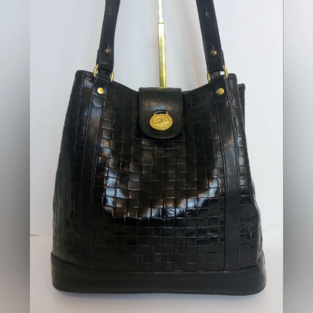 Black Woven Leather Shoulder Bag - Picture 3 of 13